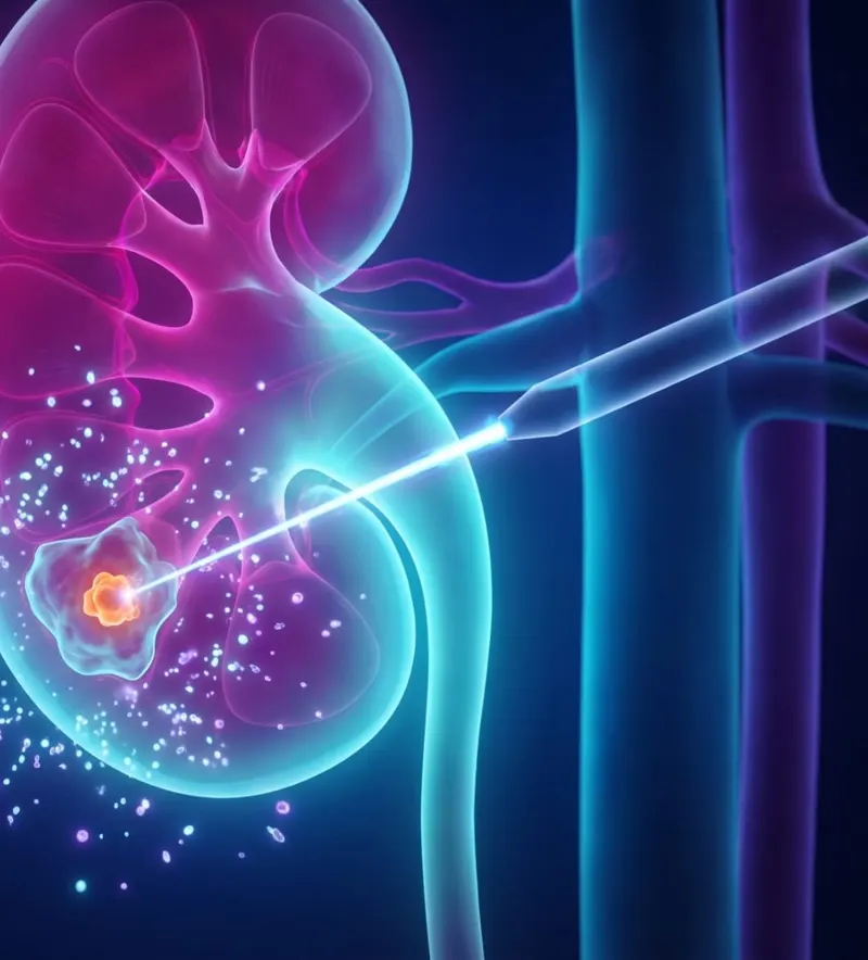 A kidney tumour being removed while healthy tissue is kept